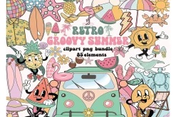 Retro Summer Clipart Bundle
