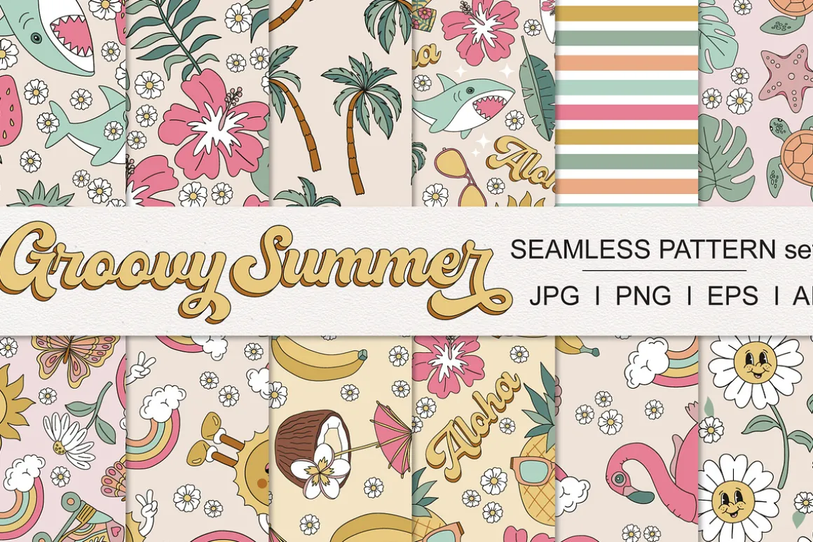 Retro Summer Vacations pattern set