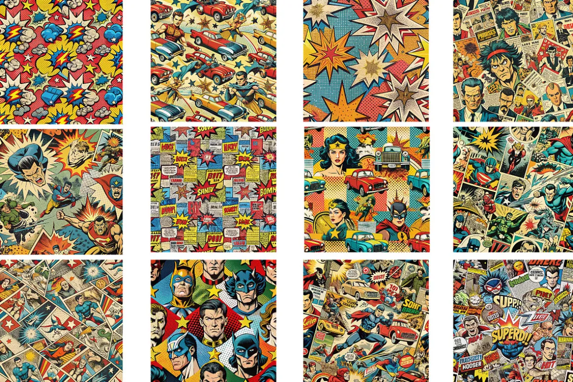 Retro Vintage Comics Digital Pattern