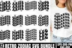 Retro Zodiac SVG Bundle, Zodiac SVG
