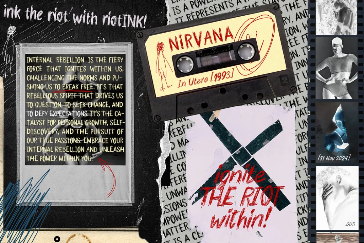 Riotink. Handwritten Scribble Font