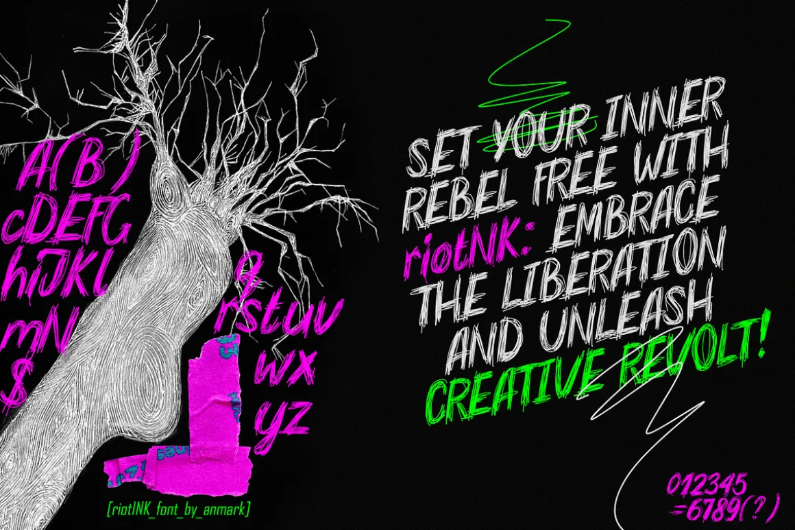 Riotink. Handwritten Scribble Font