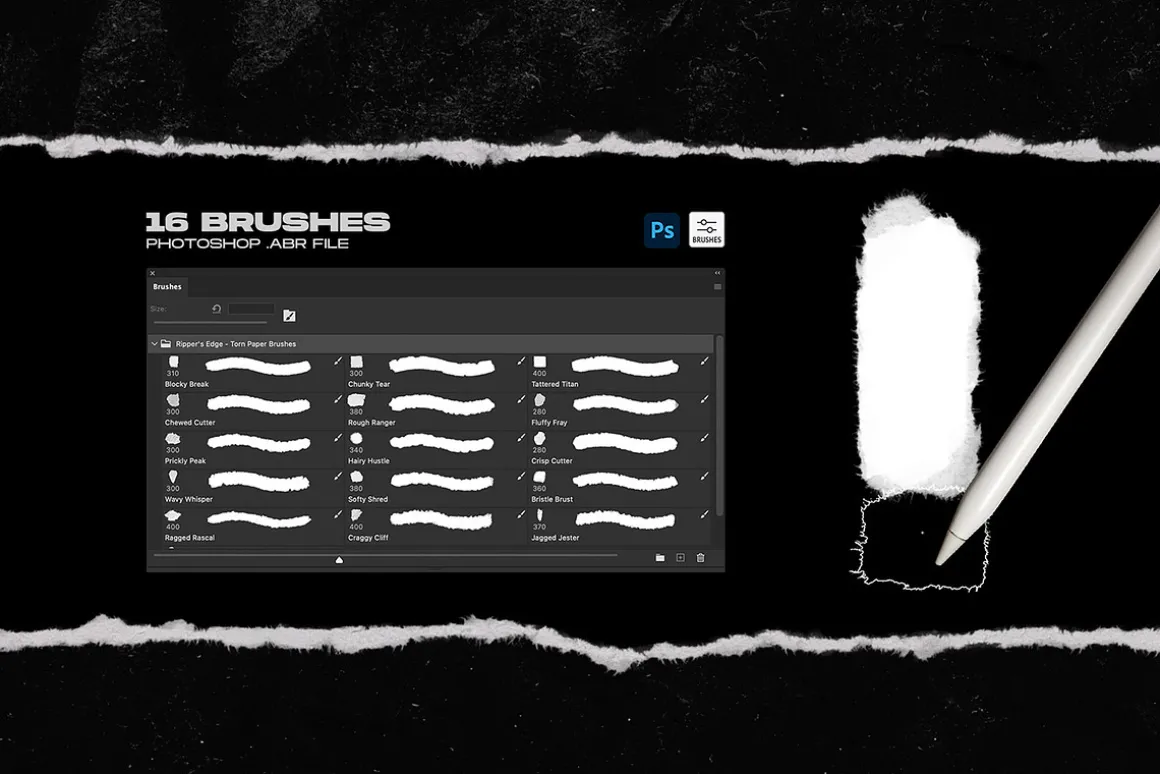 Rippers Edge Torn Paper Brushes