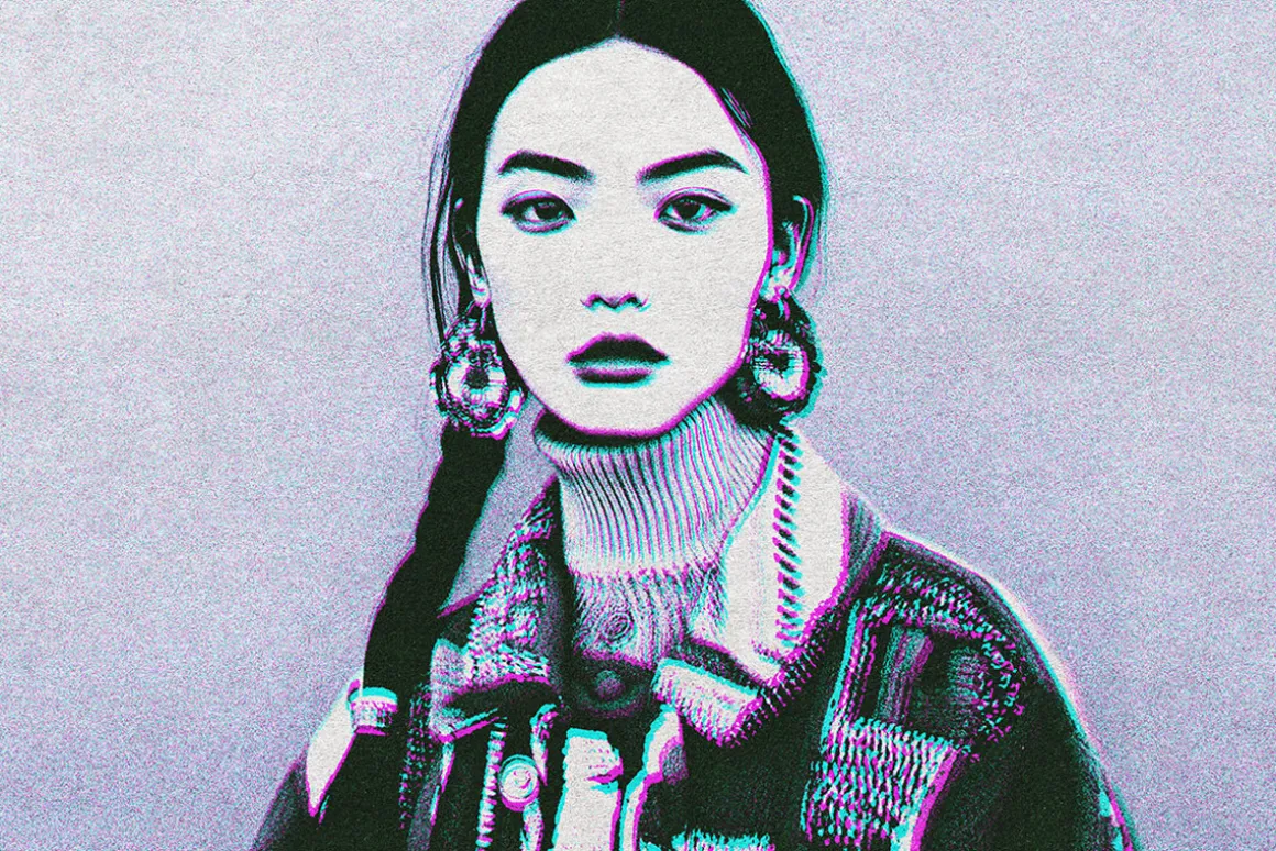 Risograph Glitch Photo Effect
