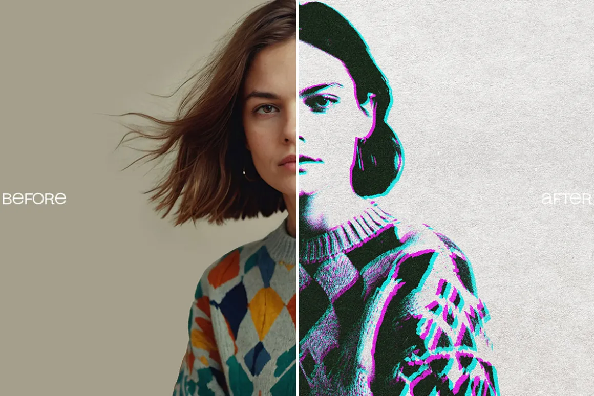 Risograph Glitch Photo Effect