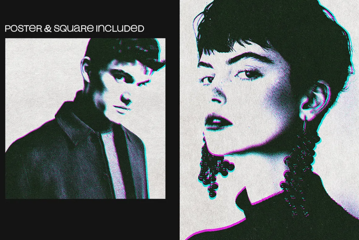 Risograph Glitch Photo Effect