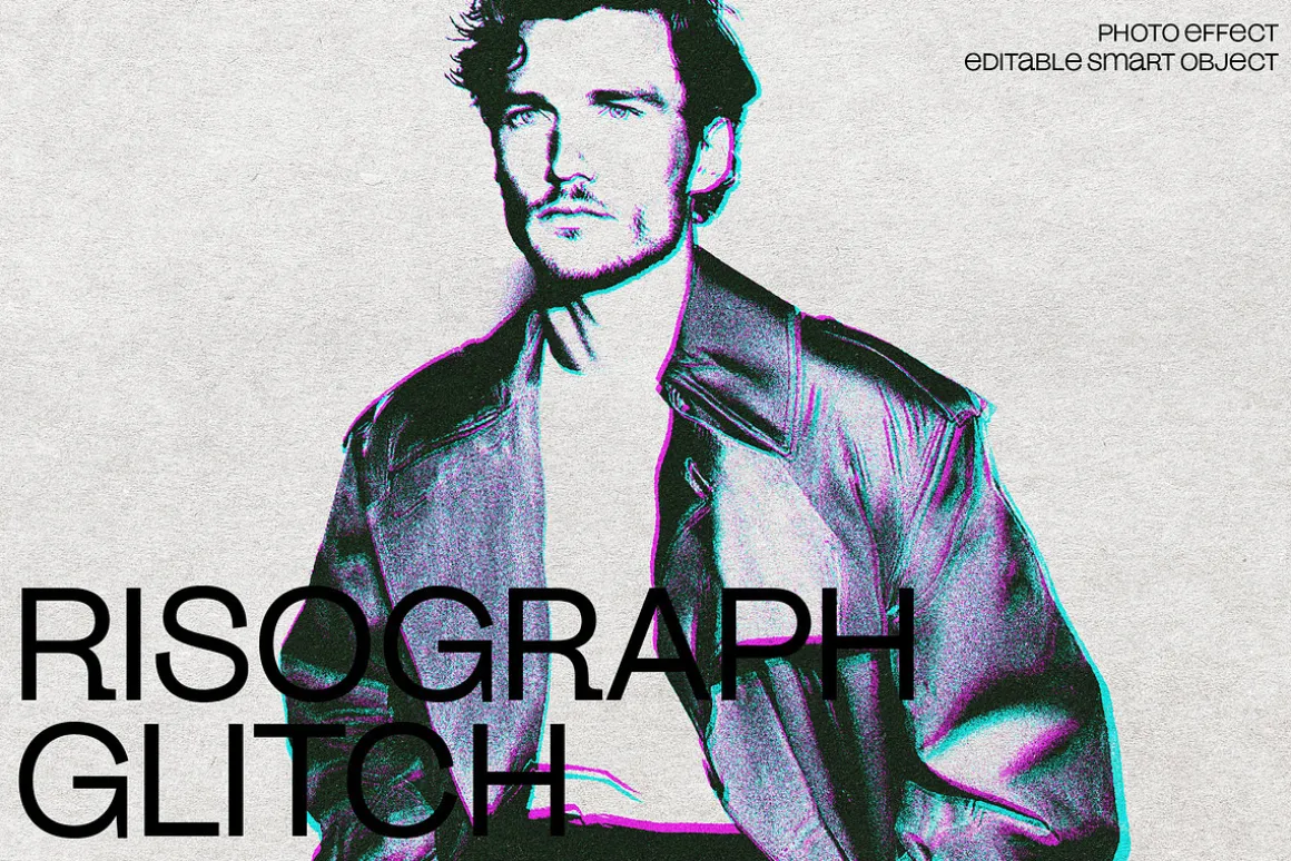 Risograph Glitch Photo Effect