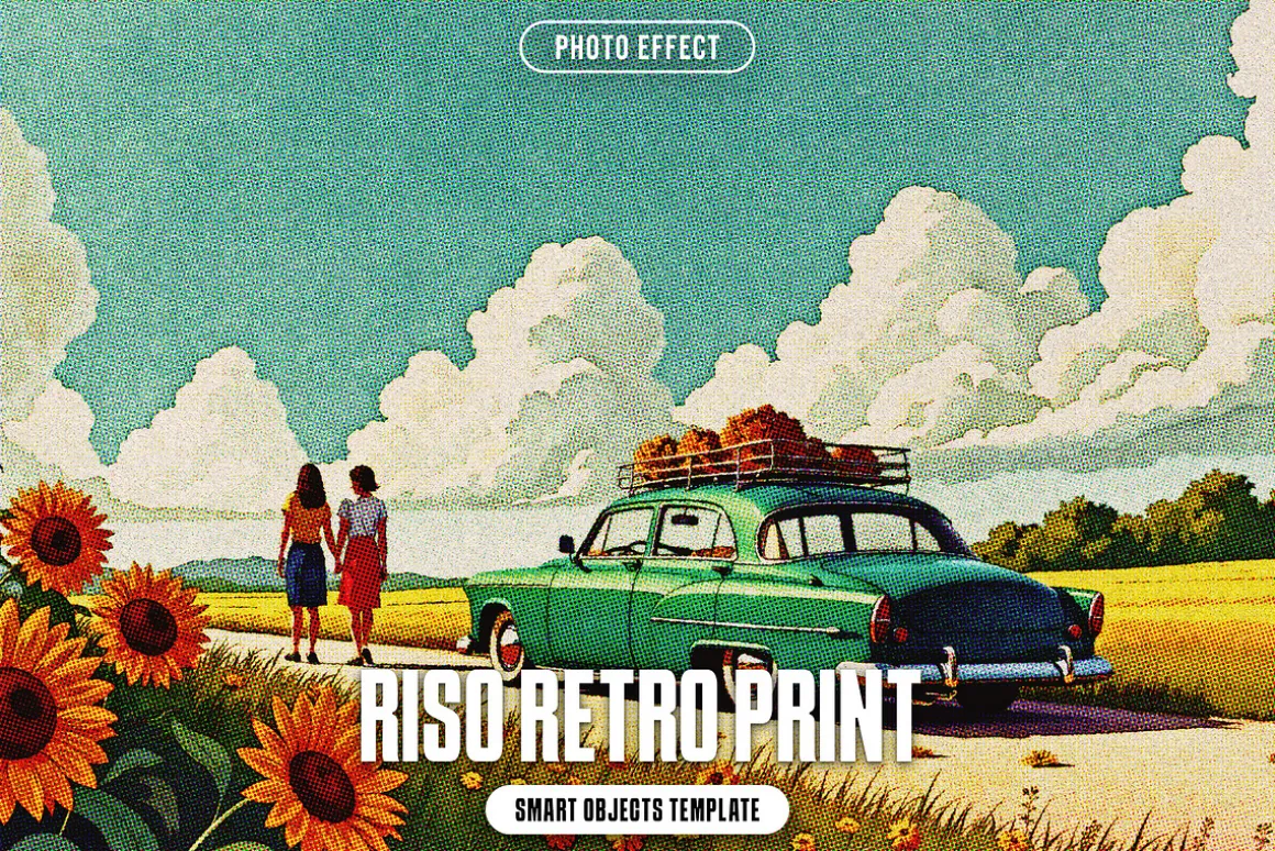 Riso Retro Print Photo Effect