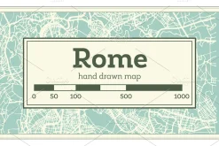 Rome Italy City Map in Retro Style.