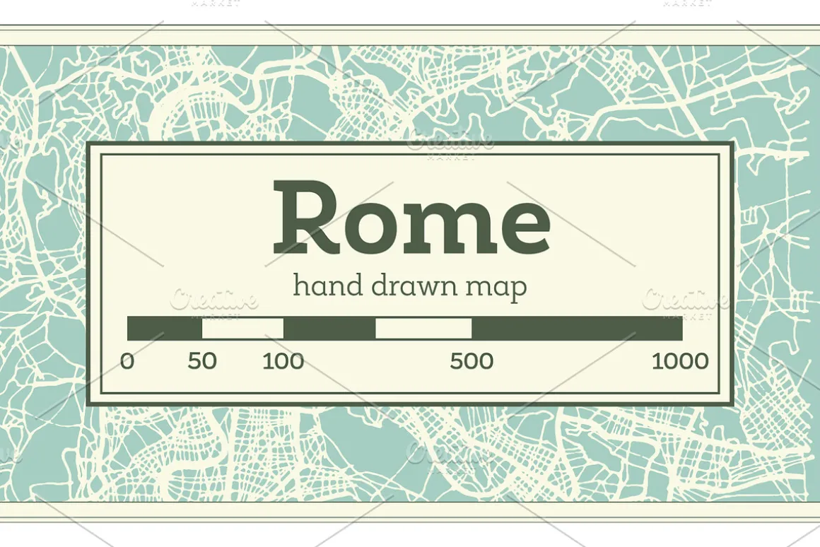 Rome Italy City Map in Retro Style.