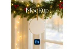 Round Ceramic Ornament Mockup