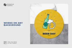 Round Beer Coaster Mockup