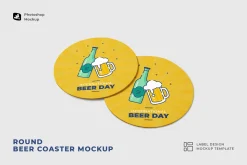 Round Beer Coaster Mockup
