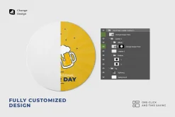 Round Beer Coaster Mockup