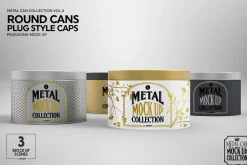 Round Cans Plug Metal Cap Mockup