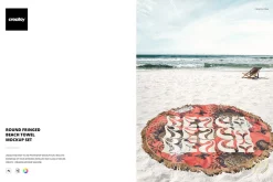 Round Fringed Beach Towel Mockup