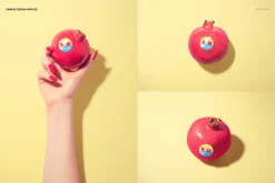 Round Fruit Sticker Mockup Set