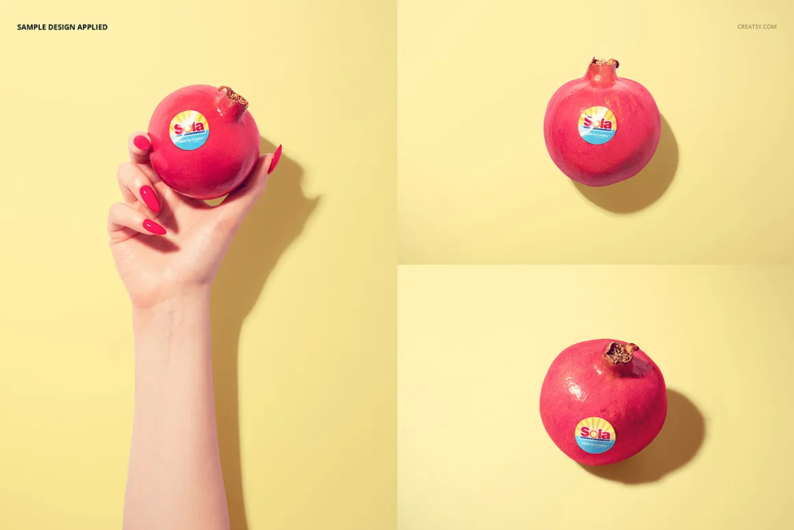 Round Fruit Sticker Mockup Set