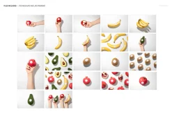 Round Fruit Sticker Mockup Set