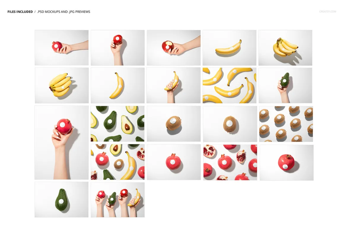 Round Fruit Sticker Mockup Set
