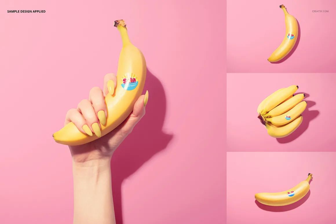 Round Fruit Sticker Mockup Set