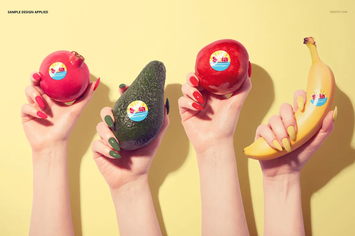 Round Fruit Sticker Mockup Set