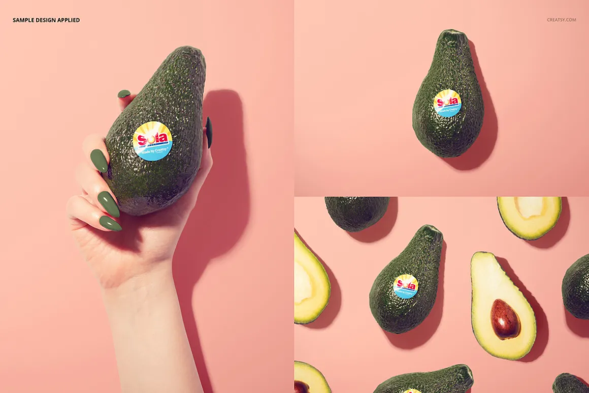 Round Fruit Sticker Mockup Set