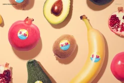 Round Fruit Sticker Mockup Set
