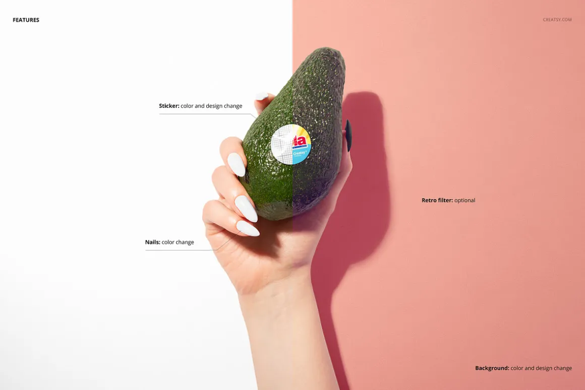 Round Fruit Sticker Mockup Set