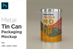 Round Tall Tin Can Packaging Mockup