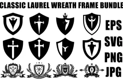 Royal Laurel Shield Emblem Set