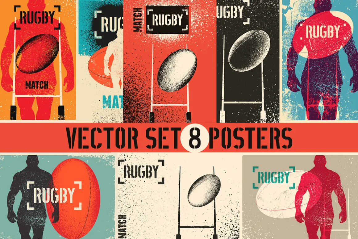 Rugby vintage grunge vector posters.