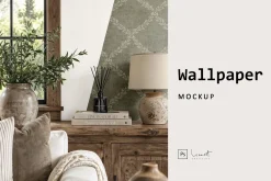 Rustic Farmhouse Wallpaper Mockup