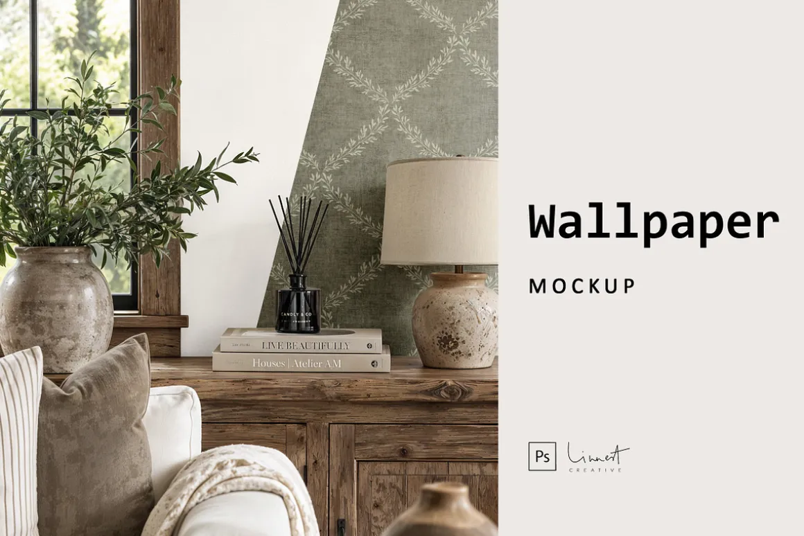 Rustic Farmhouse Wallpaper Mockup