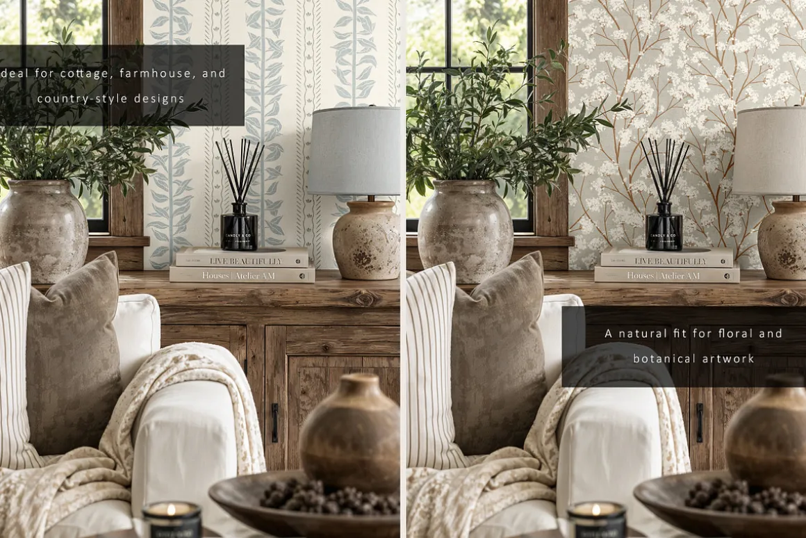 Rustic Farmhouse Wallpaper Mockup