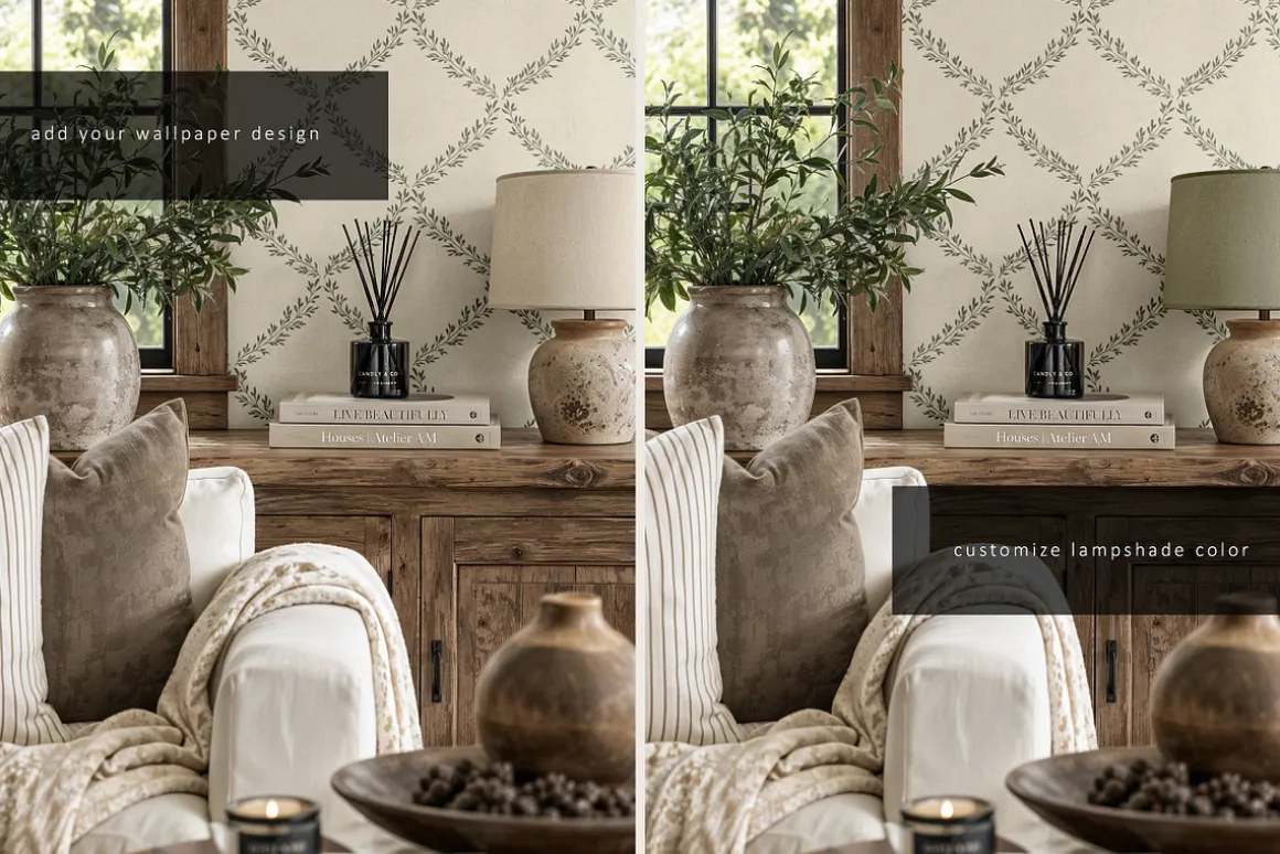 Rustic Farmhouse Wallpaper Mockup
