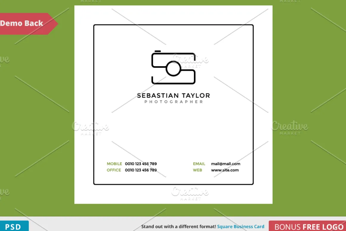 S - Square Business Card Template