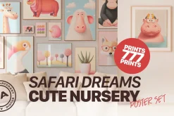 Safari Dreams Cute Nursery Poster