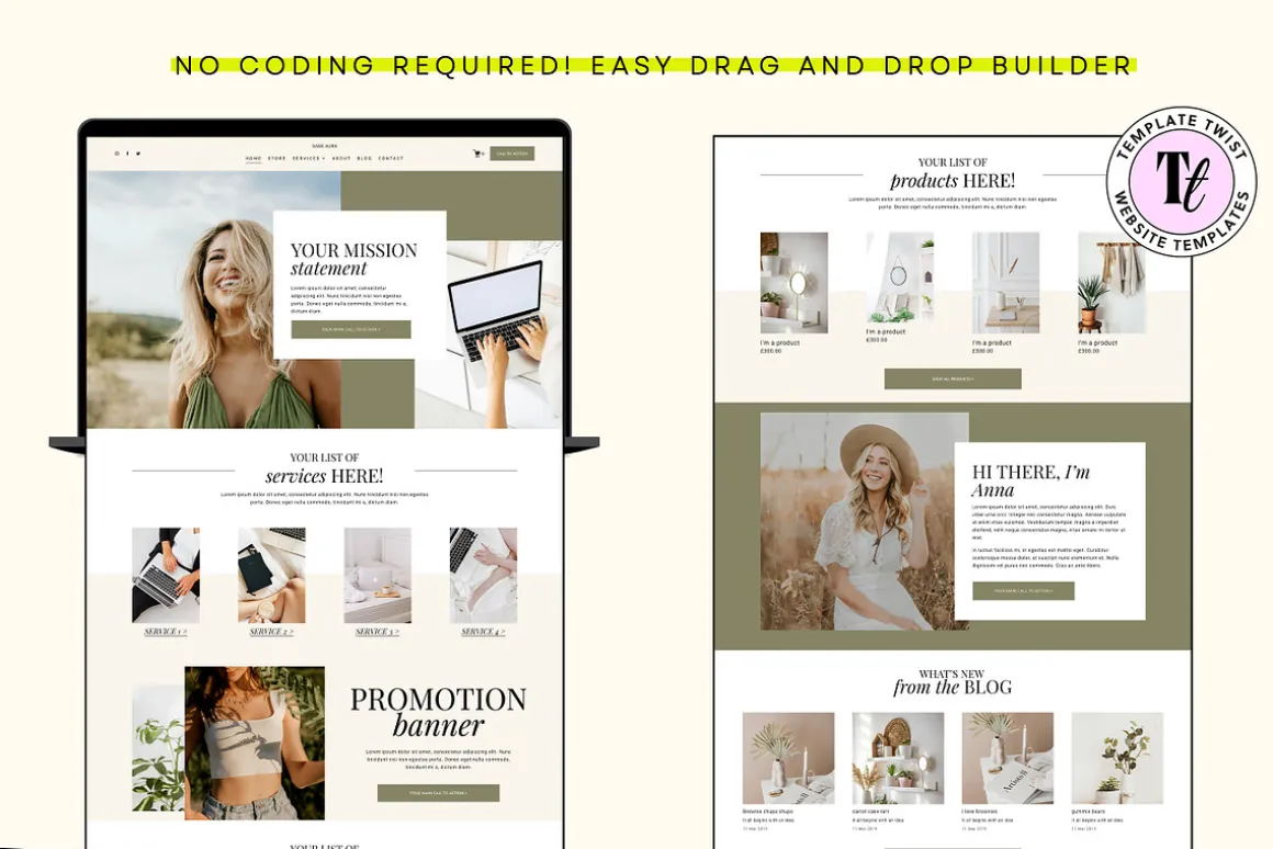Sage Green Squarespace Template 7.1
