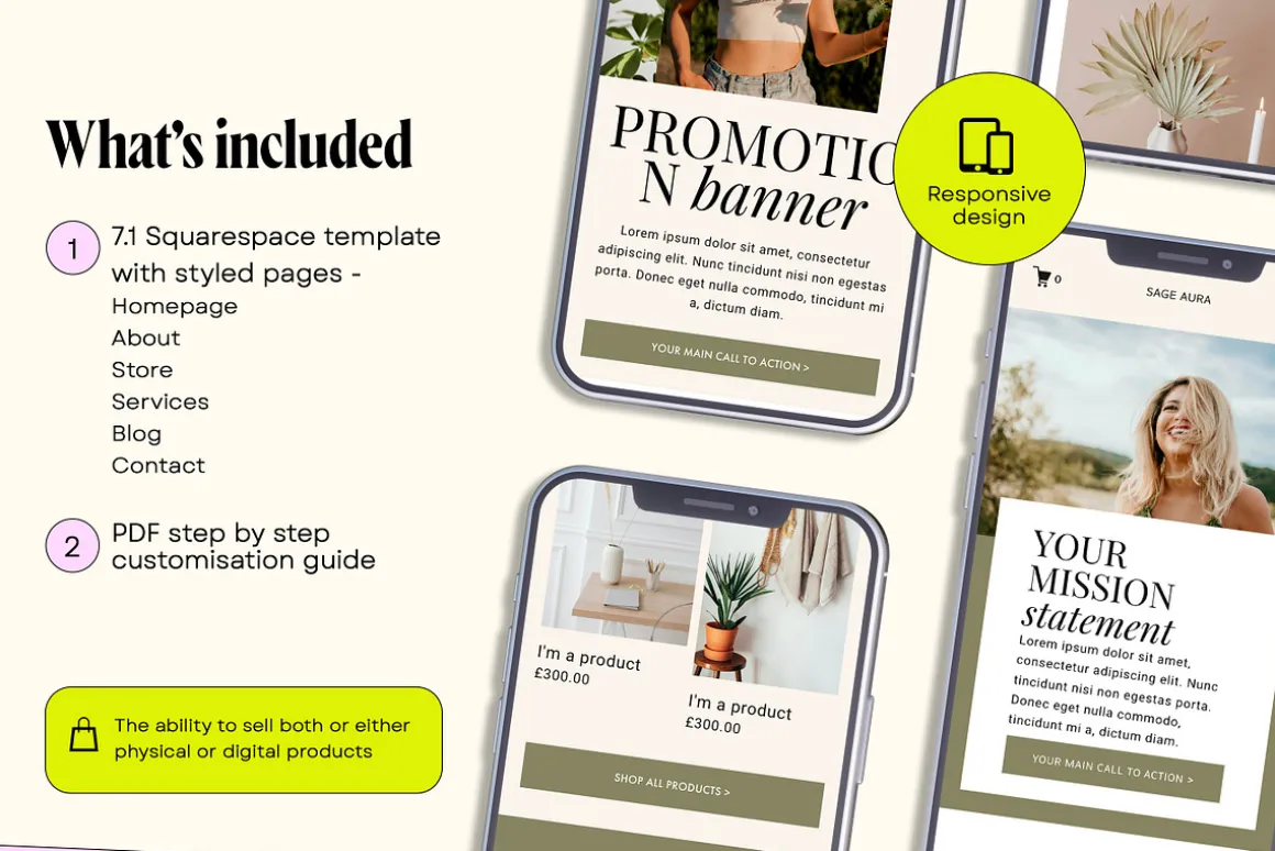 Sage Green Squarespace Template 7.1