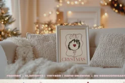 SALE Christmas decor Hand drawing