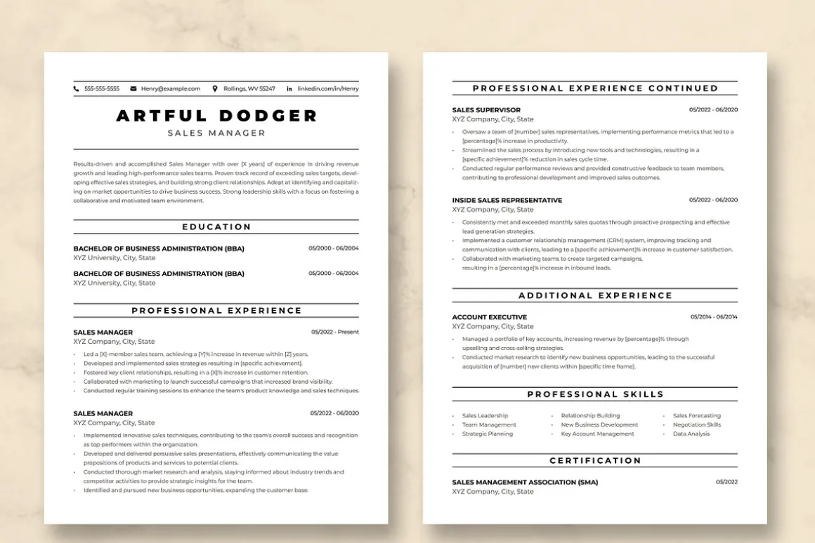 Sales Manager Resume Template
