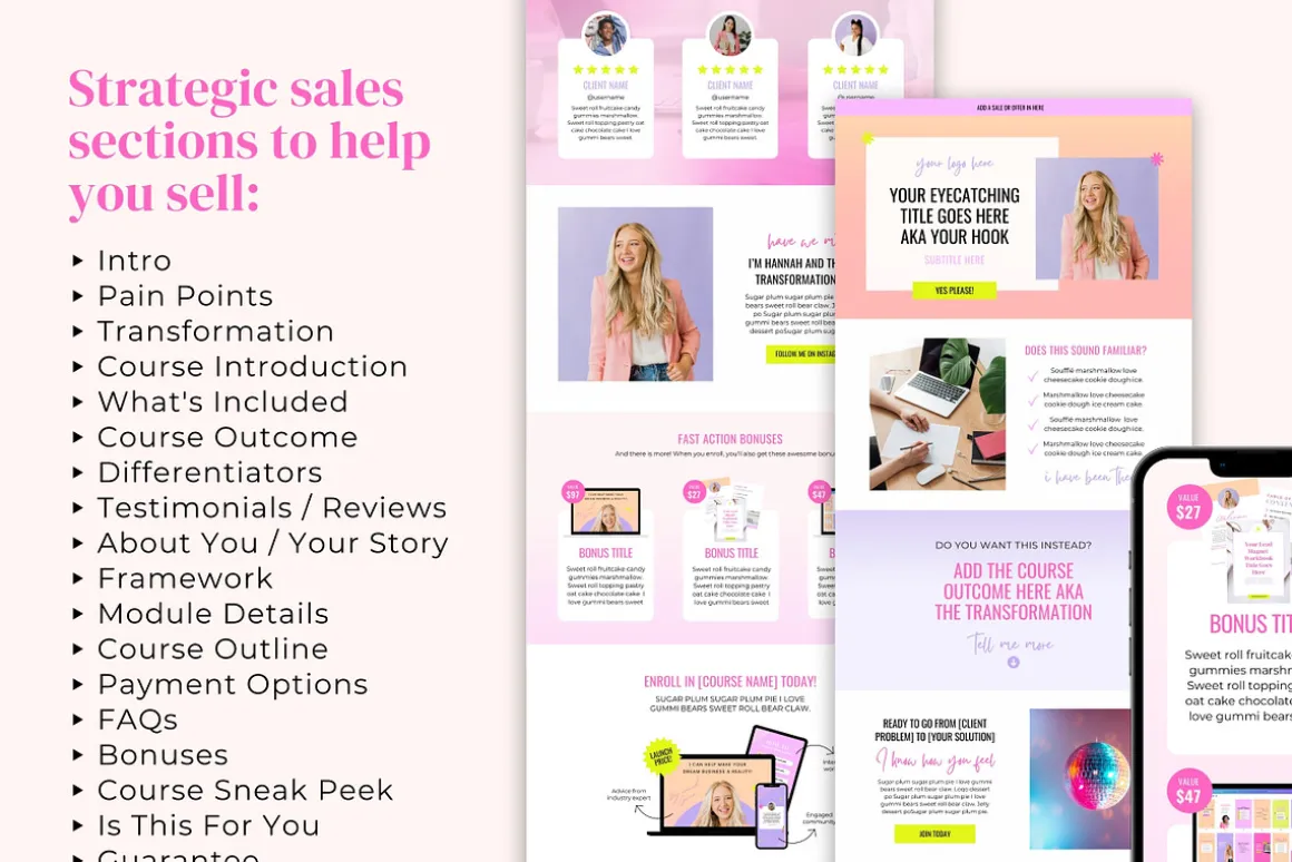 Sales Page Template, Canva Website