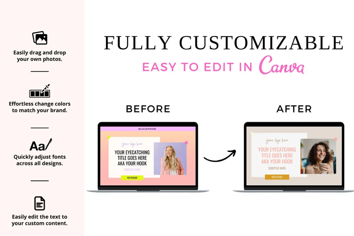 Sales Page Template, Canva Website