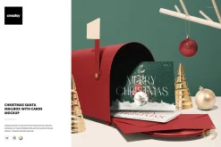 Santa Mailbox with Cards Mockup