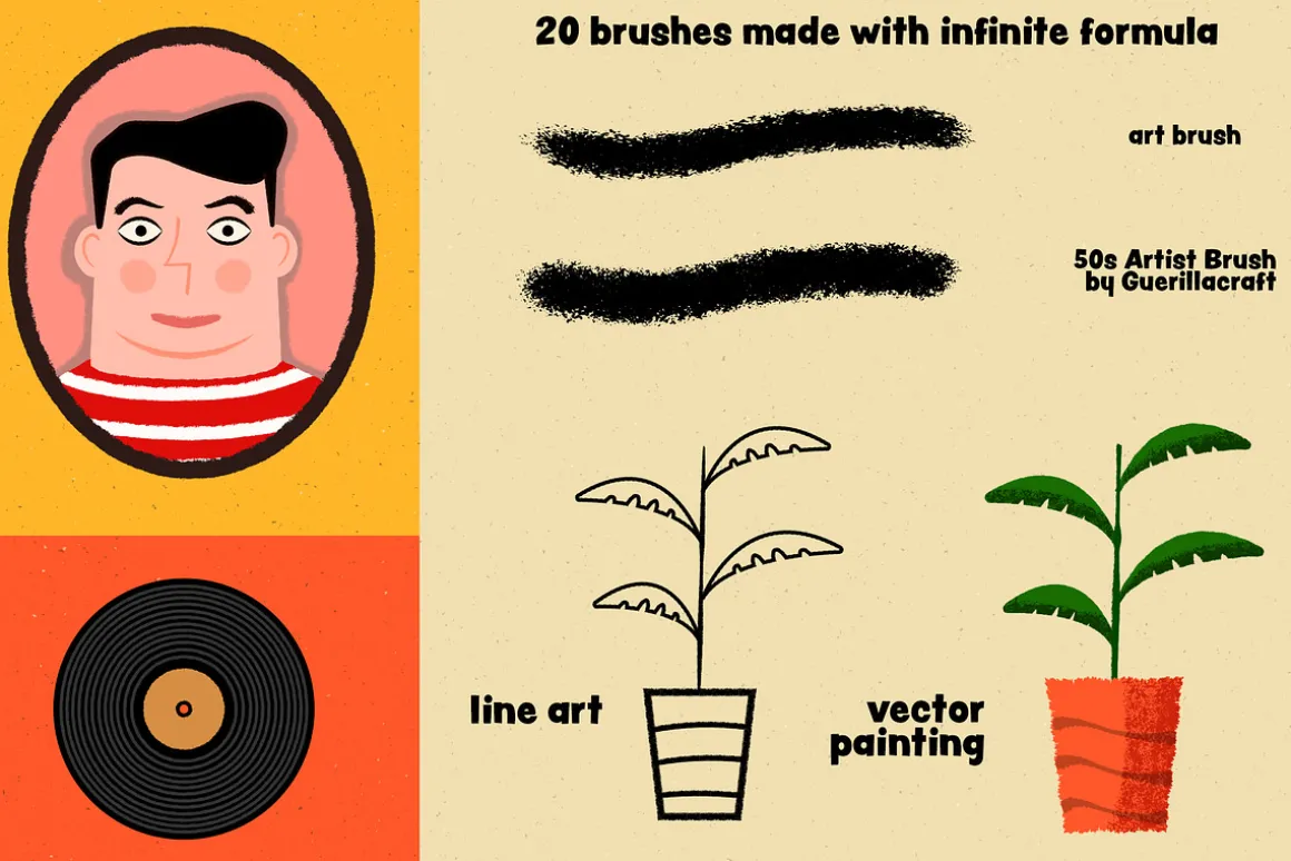 1950s Artist Brush Pack
