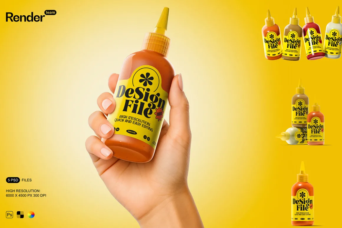 Sauce Bottle Mockup Set