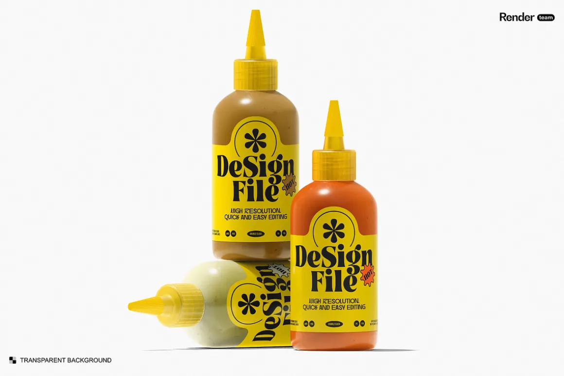 Sauce Bottle Mockup Set