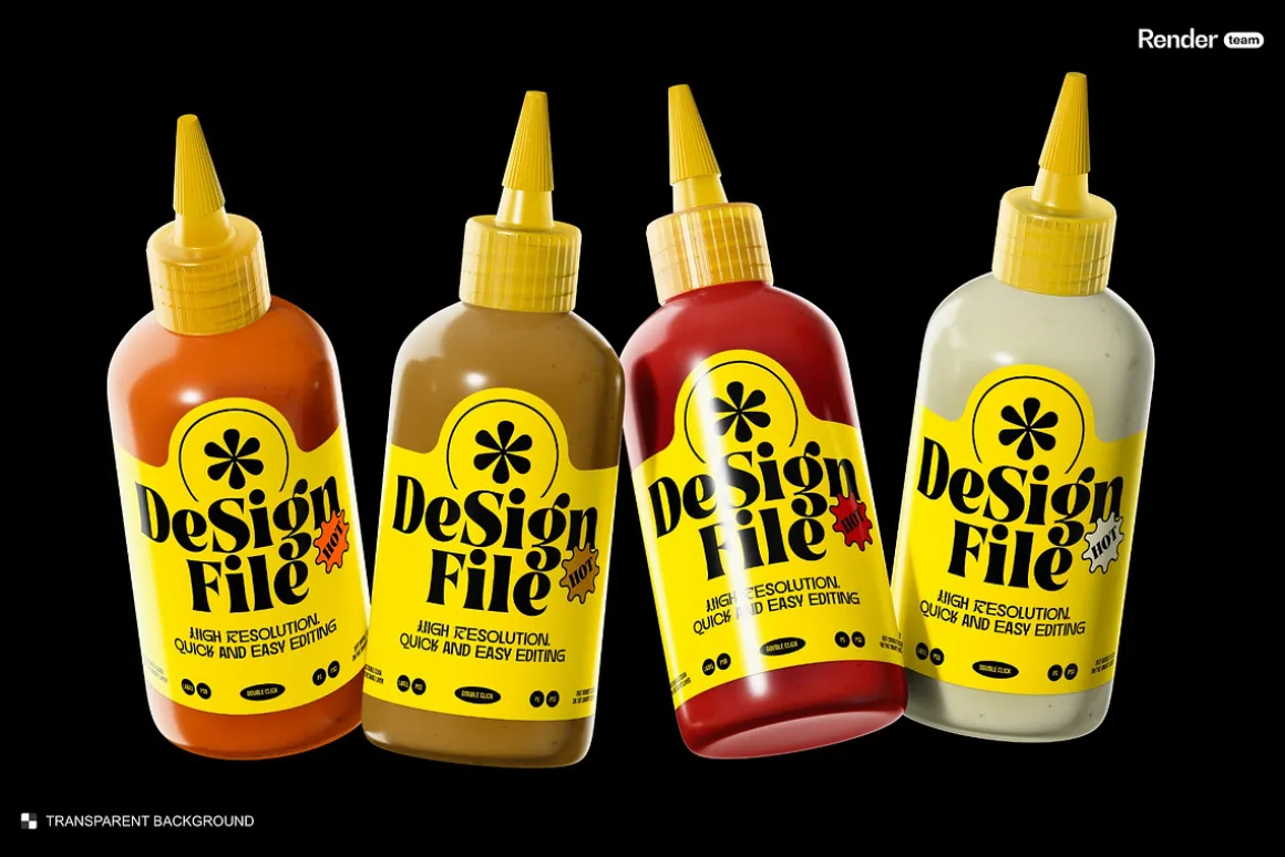 Sauce Bottle Mockup Set