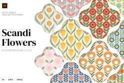 Scandi Retro Flowers patterns